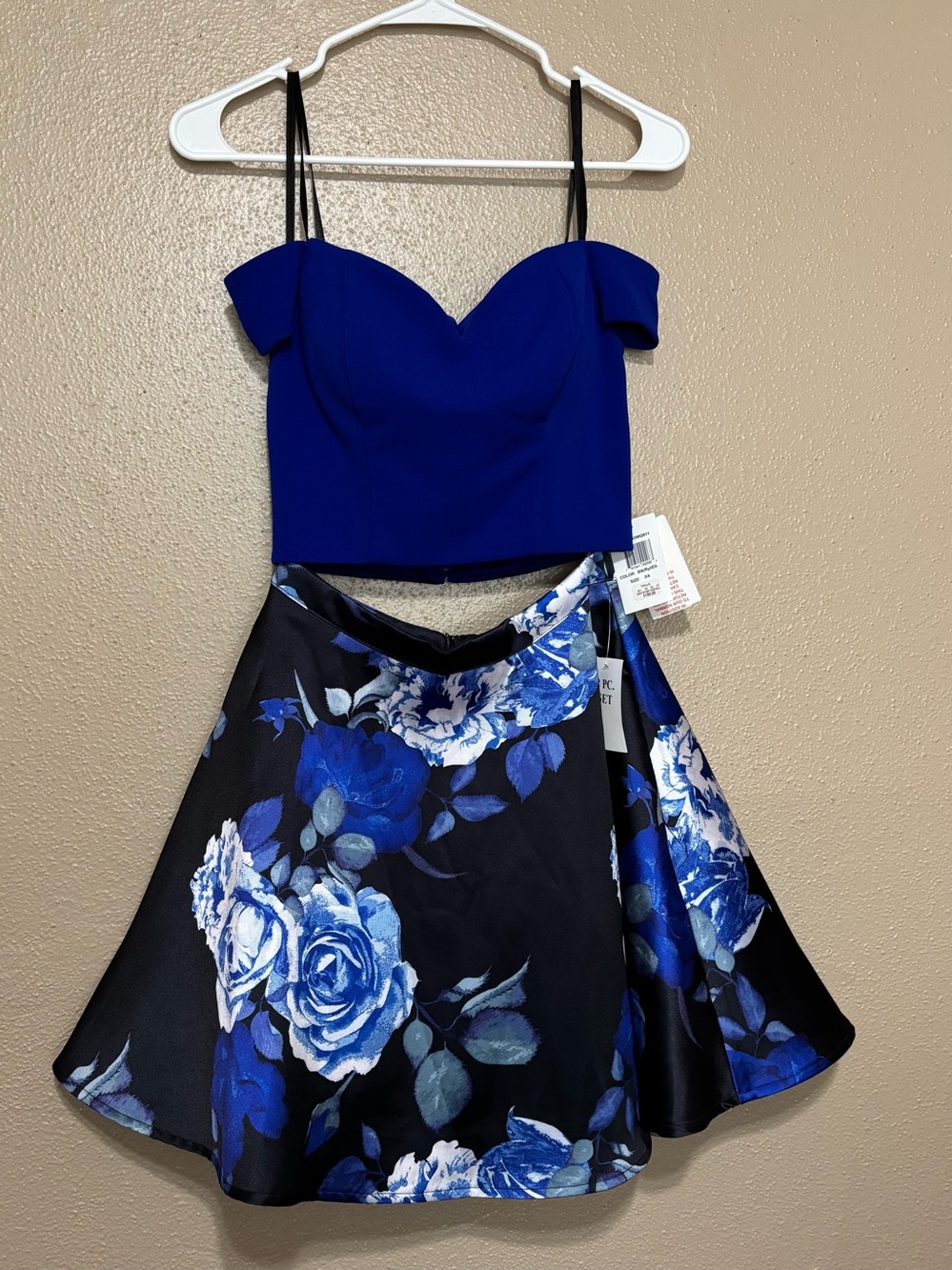 B. Darlin 2-Pc. Set, Royal Blue Top with Skater Skirt NW$100T